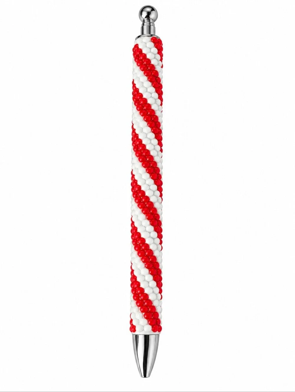 Handmade Diamond Dot Beaded Pen Red White Refillable Gel Ink Stylus Gift